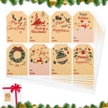 Étiquettes cadeaux de Noël autocollantes en papier kraft avec Père Noël et rennes pour cadeaux - Style de Noël Dessin Animé Kraft (LG-230515-8558-Y022) / Style Rectangle
