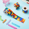 Set van drie rollen kleurrijke randen in bouwsteenstijl voor prikborden in de klas - Lengte Stijl A