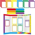 Rainbow science fair board border stickers with headers for classroom presentations - Science Project Stickers