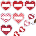 Roll of heart shaped Valentine gift tags with red to and from labels and multiple patterns - 6 Color Hearts
