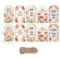 Florale Geschenkanhänger zum Muttertag mit Hanfseil und bunten Blumenmotiven - Blumenserie Box-Set (Mit Juteseil)