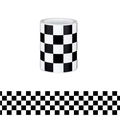 Classic black and white checkered bulletin board border stickers in a roll - Black White Plaid Style / Short Style