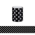 Decorative bulletin board border sticker with black and white plus sign pattern roll - Black White Cross Star Style / Short Style