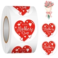 Détail d'autocollants cœur Happy Mother's Day en rouleau pour emballages - E3-2 ; 15 Pouce - 38 Cm ; 100 Pièces/rouleau