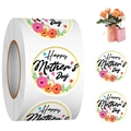 Détail du rouleau d'autocollants fleuris Happy Mother's Day sur un coffret cadeau rose - Style Cœur Floral Rose Orange (E3-3)