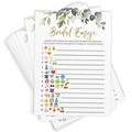 Détail de cartes de jeu emoji de mariage avec motifs eucalyptus et lettrage doré - Style Bridal Emoji (R1-5) / 50 Feuilles/Paquet (10x15cm)