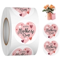 Rouleau de stickers cœur rose Happy Mother's Day pour emballage cadeau et décoration - Style Couronne Cœur Rose (E3-4)
