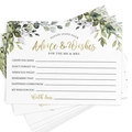 Detail von Eukalyptus Hochzeit-Ratschlagskarten mit Golddruck auf weißem Papier - Advice & Wishes Stil (R1-4)