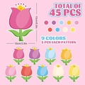 Set de 45 recortes de papel de tulipanes de colores para decoración de aulas y fiestas - Tulipanes de 9 Colores / Paquete de 45 Piezas