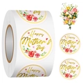 Detail of Happy Mother's Day round roll stickers with gold lettering and red roses - E3-5; 1.5inch-3.8cm 100 Pieces/roll