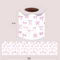 Detail of pink bow bulletin board border sticker roll measuring 7cm by 5m with wavy edges - White with Bowknot