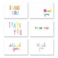 Set of six vintage minimalist thank you cards with colorful artistic lettering and envelopes - Colorful Artistic Font Style (YA-6)