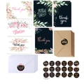 Set di biglietti di ringraziamento floreali con buste e adesivi per confezioni - Set Biglietto Busta Adesivo / Fiori Assortiti (YA-8)