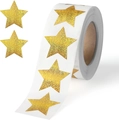 Rolle mit goldenen Glitzer-Sternaufklebern mit Metallic-Finish für Geschenkdekoration - Goldener Glitzerstern (KA19) / 2,5 cm (500 Aufkleber Pro Rolle)