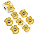Roll of gold shield police badge stickers with bravery and integrity text for DIY party - Police Badge Style (ZA2) / 6.2*5CM