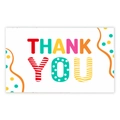 Kleurrijke bedankkaart met levendige letters en geometrische patronen op witte basis - THANK YOU Stijl / Set van 50 (8.5x5.5cm)