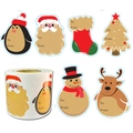 Roll of 6 cartoon Christmas gift labels with Santa, Reindeer and Snowman designs - Ib-4;75*55mm