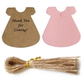 Etichette regalo a forma di vestitino da neonato con corda in juta e stampa di ringraziamento - Stile gonna rosa