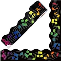 Rainbow music note border trim for classroom chalkboard and bulletin board decoration - Music; 7.5cm*5m