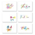 Set of six unique vintage-style Thank You cards with diverse colorful typography designs - Rainbow Artistic Font Style (YA-7)