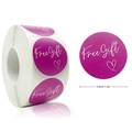 Rollo de pegatinas moradas redondas Free Gift de 3,8 cm con motivo de corazón - Morado / Morado