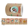 Roll of 100 Kraft Christmas gift tags with Santa, penguin, and reindeer patterns - Kraft Paper Style / Standard Spec