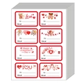 Autocollants de la Saint-Valentin avec Cupidons et cœurs incluant des zones À et De - Style Cadre Rouge