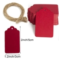 Red heart gift tags with twine, DIY Valentine's Day labels for card decorations - Red Scalloped Rectangle Style (BE-5)