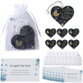 Funeral memorial set with 6 acrylic hearts, organza bags, and blue floral prayer cards - Card 3 / 50 Sheets