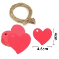 Red heart-shaped cardstock gift tags with jute twine for Valentine decorations - Red Heart Shape Style (BE-7)