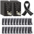 Funeral prayer cards with lily design, memorial ribbons, and white organza gift bags - Card 5