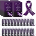 Funeral memorial set with purple bereavement cards and satin ribbon pin in organza bags - Style 7