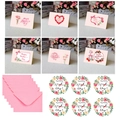 Happy Mother's Day card set with 6 designs, pink envelopes, and floral stickers - Cards Envelopes And Stickers Style