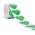 Green heart sticker roll with holographic laser glitter finish on white backing - 25mm / Green