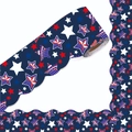 Patriotic scalloped bulletin board border with red blue white stars for classroom decor - 20m Length