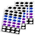 Graduation cap stickers in black, blue and purple colors for DIY party decoration - 5x2.8cm / Colorful