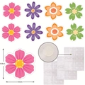 Colorful cutout paper flowers set with adhesive dots measuring 8.8cm for spring decoration - Four Color Combo