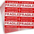 Autocollants fragiles rouges et blancs avec texte Handle with Care et This Side Up - 127x76MM / Rouge