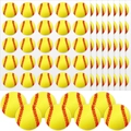 Macro detail of yellow softball stickers with realistic red stitching on white background - Yellow Baseball/Softball Style