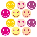 Colorful smiley face stickers with star and heart eyes in a minimalist vector design style - Various Colors And Styles Combination / 12 Sheets/Pack (10x10cm)