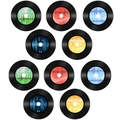 Set of 10 colorful vinyl record wall stickers with musical notes and staff patterns - Retro Music Record Style (KA15) / Assorted Colors Set