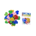 Detailed view of colorful glitter heart-shaped EVA foam stickers with retail packaging - Heart Shape / Colorful Heart