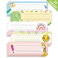 Set di 25 etichette nominative impermeabili per banchi con animali e arcobaleni colorati - Stile animale del fumetto