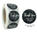 Λεπτομέρεια αυτοκόλλητων Thank You 3,8 cm σε μαύρο χρυσό με ένδειξη της διαμέτρου - ORDER Μαύρο Ασημί / 1 ίντσα (25mm)