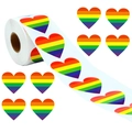 Rainbow heart-shaped stickers on a roll for Valentine's Day and Pride event decoration - Style B / S