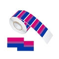 Detailed macro view of rectangular bisexual pride flag self-adhesive stickers on a roll - Bisexual Pride Flag (Style C)