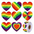 Rotolo di adesivi a cuore arcobaleno con 8 design olografici per decorazioni di regali - Stile Piccolo / Arcobaleno