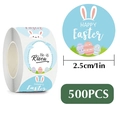 Rol van 500 Pasen stickers met konijnen en eieren, diameter van 2,5 cm groot - Cartoon Konijn Ei Patroon / 500 Stuks per Rol (25mm)