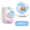 500 Osterhasen und Eier Aufkleber Rolle, 2,5 cm Happy Easter Etiketten für Deko - Sortierte Muster