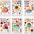 Set of 24 cartoon strawberry ice cream stickers with vibrant dessert illustrations - Basic Style